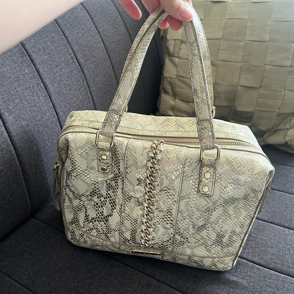 Elegant Cream Snake Print Handbag Nine West